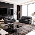 thumbnail image 3 of Gewnee Black 2-Piece Living Room Recliner Sofa Set,Air Leather Upholstery with Console & Cup Holders, 3 of 16