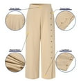 thumbnail image 3 of Idoravan Women's Plus Size Pants Womens Button-Split Wide-Leg Pants High-Waist Trousers Loose-Fitting Casual Pants, 3 of 6