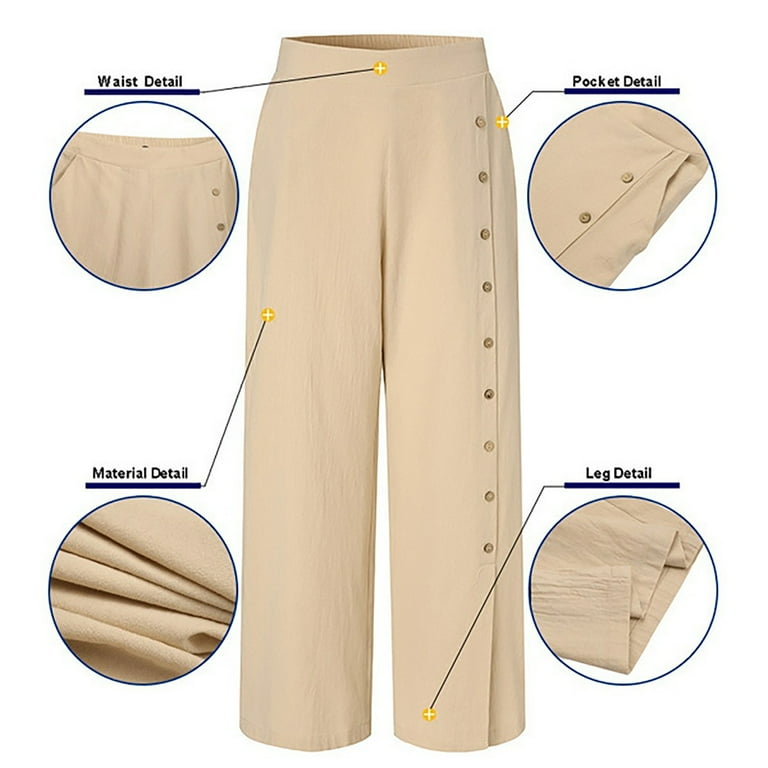 Zpanxa Women's Slacks Button-Split Wide-Leg Pants High-Waist Zpanxa Women's Slacks Button-Split Wide-Leg Pants High-Waist