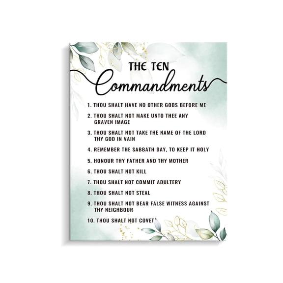 Ten Commandments Wall Decor Bible Verse Canvas Wall-Art Motivational Quotes Framed Artwork Decor Gift for Living Room Bedroom