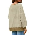 thumbnail image 4 of Fall Sweatshirts for Women, Comdrip Women's Oversized Sweatshirt Knit Striped Long Sleeve Crewneck Casual Loose Pullover Tops Khaki Oversized Waffle Knit Shirt Women Khaki 2XL, 4 of 9