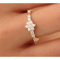 vylahjewellery 2 CT Round Cut Moissanite Diamond Rings 14K Yellow Gold Floral Wedding Ring for Women