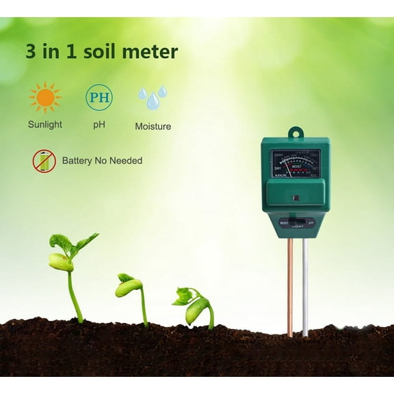 Teissuly pH Meter 3-in-1 Moisture/Light/pH Tester Gardening Tool Kits