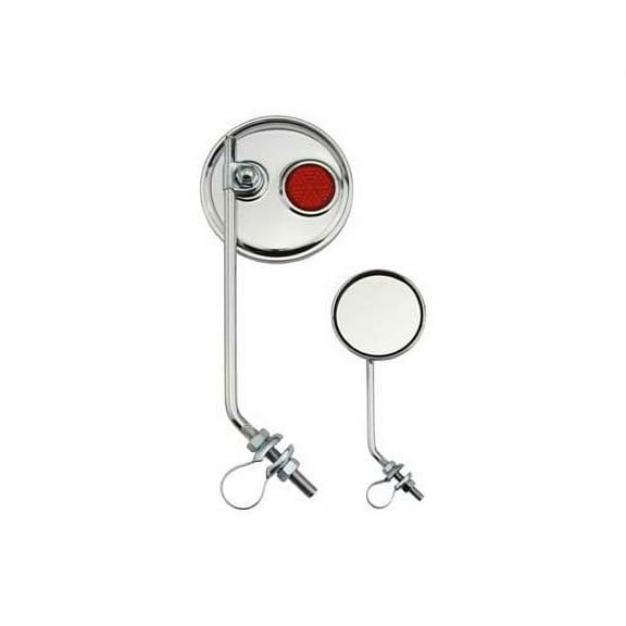 Round Mirror Chrome Red Reflectors. bicycle mirror for lowrider , beach cruiser, chopper, limo, stretch bike, bmx, track,