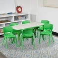 thumbnail image 1 of Flash Furniture 23.625''W x 47.25''L Rectangular Green Plastic Height Adjustable Activity Table Set with 6 Chairs, 1 of 2