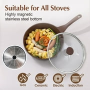 SENSARTE 21-Piece Granite Pots and Pans Set, Toffee Brown Induction Nonstick Cookware Set, Healthy Kitchen Cooking Sets with Stay-Cool Handles, Dishwasher & Oven Safe, Stackable