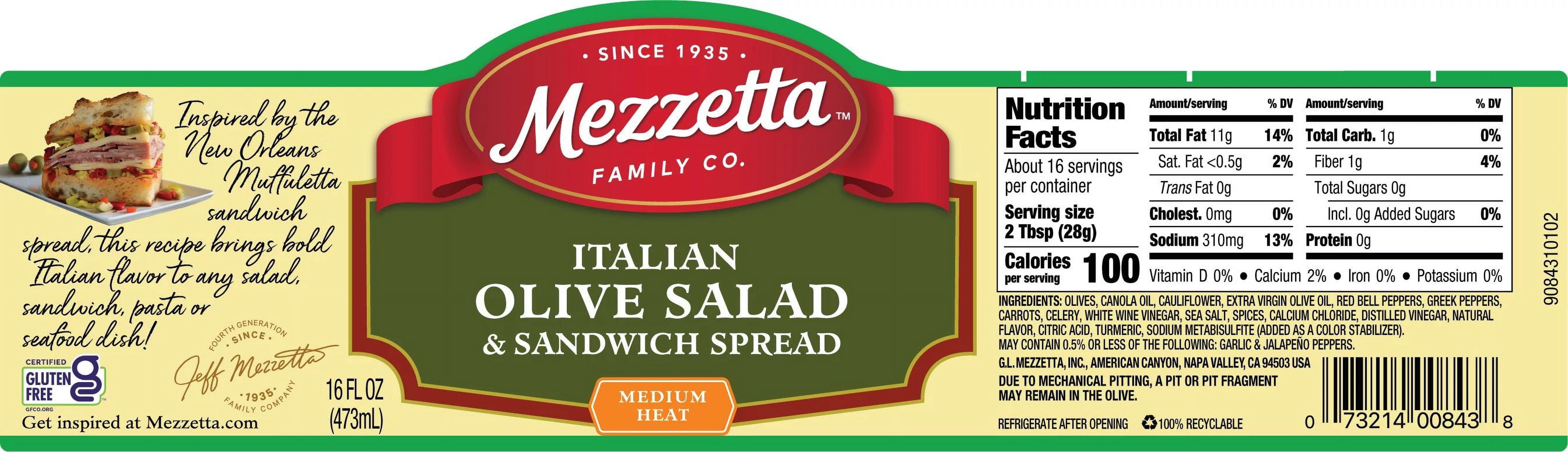 (3 pack) Mezzetta Italian Olive Salad & Sandwich Spread