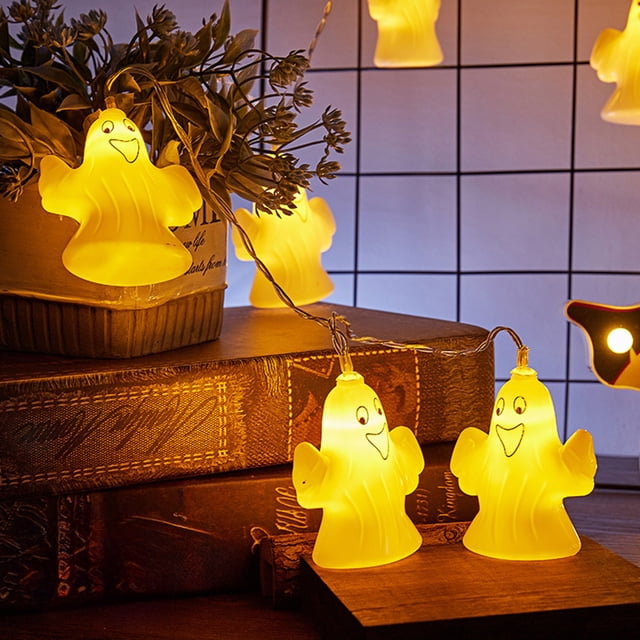 Decoraciones de Halloween, adornos de Halloween, luces LED de cadena de Halloween, luces fantasma, luces intermitentes, decoración navideña, luces de cadena, ambiente de festival fantasma, luces colga