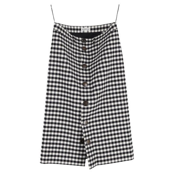 Pre-Owned Balenciaga Gingham Woven Midi Skirt in Black Polyester
