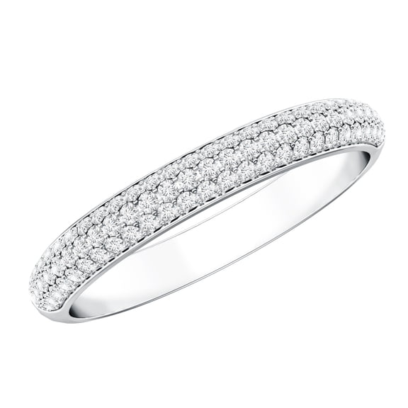 Rosec Jewels Lab Created Diamond Pave Wedding Band - Half Eternity Ring - EF-VS Grade Certified, 925 Sterling Silver, US 4.00