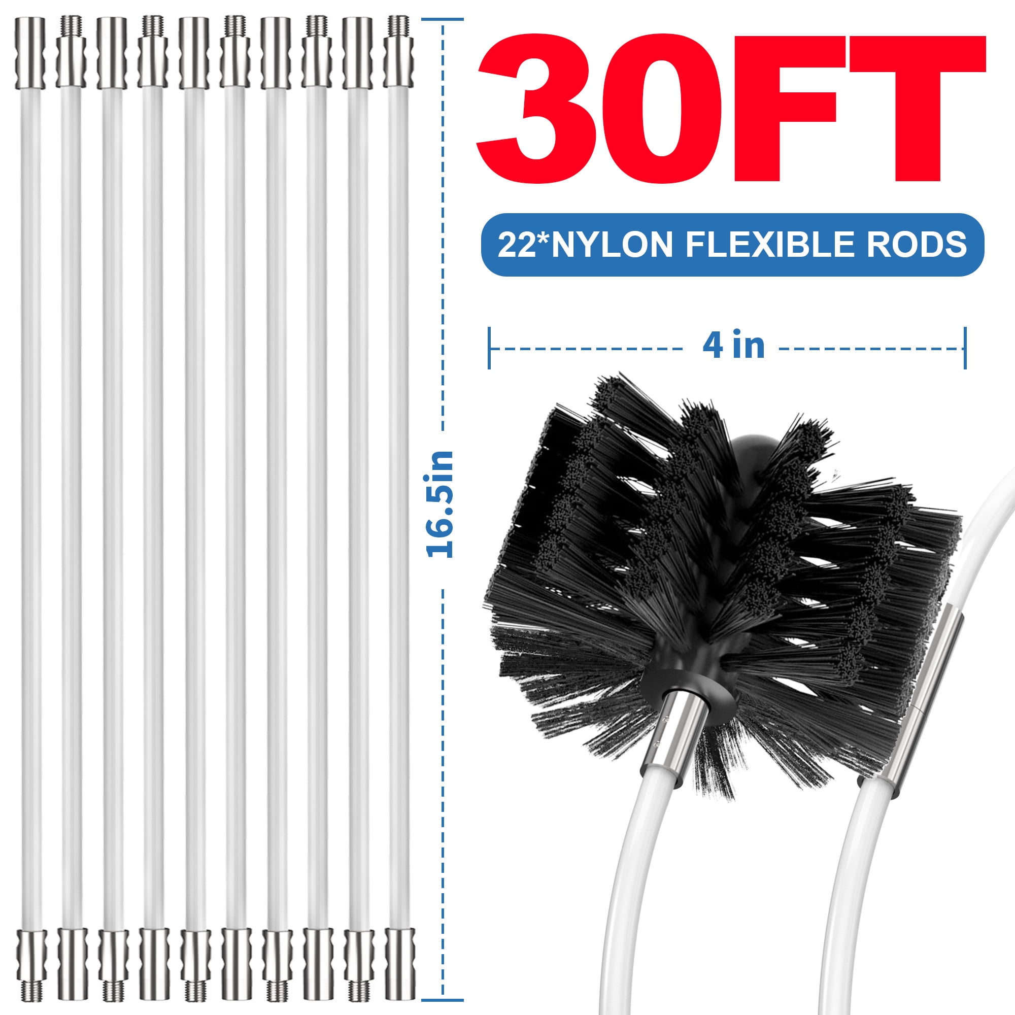 Dryer vent brush cleaner 30 ft , Dryer vent cleaning kit,Flexible Dryer vent cleaner Tool for Easy Cleaning, Lint Remover kit
