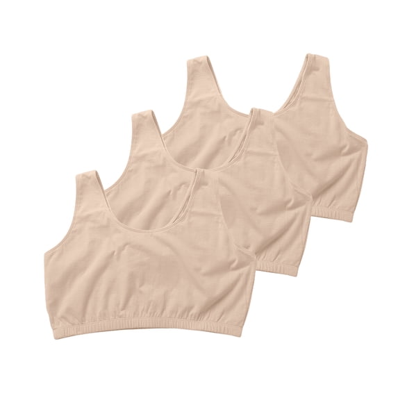Matchstick Women Cotton Sports Bras Plus Size Wireless Bralette Top, 3-Pack