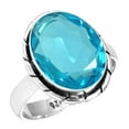 thumbnail image 1 of 925 Sterling Silver Ring For Women - Men Blue Quartz Gemstone Silver Ring Size 12 December Birthstone Elegant Silver Ring Size 12 Birthday Gift For Mom Gemstone 925 Silver Jewelry, 1 of 5