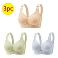 thumbnail image 2 of SHTXOZHI 3 Pack Full Coverage Bras for Women Wire Free V Neck Bra Push Up Adjustable Straps Comfort Bras, 2 of 7