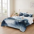 thumbnail image 2 of Quilts Twin XL Size Bedding Set, Blue Black Mountain Lightweight Quilted Comforter, Forest Pine Trees Abstract Art Soft Reversible Bedspread Coverlet with Pillow Covers for All Season, 68" x 98", 2 of 9