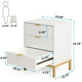 thumbnail image 2 of Tribesigns Modern 3-Drawer Nightstand, 25.8" Small Bedside Table with Storage Drawers and Gold Legs for Bedroom, White, 2 of 7