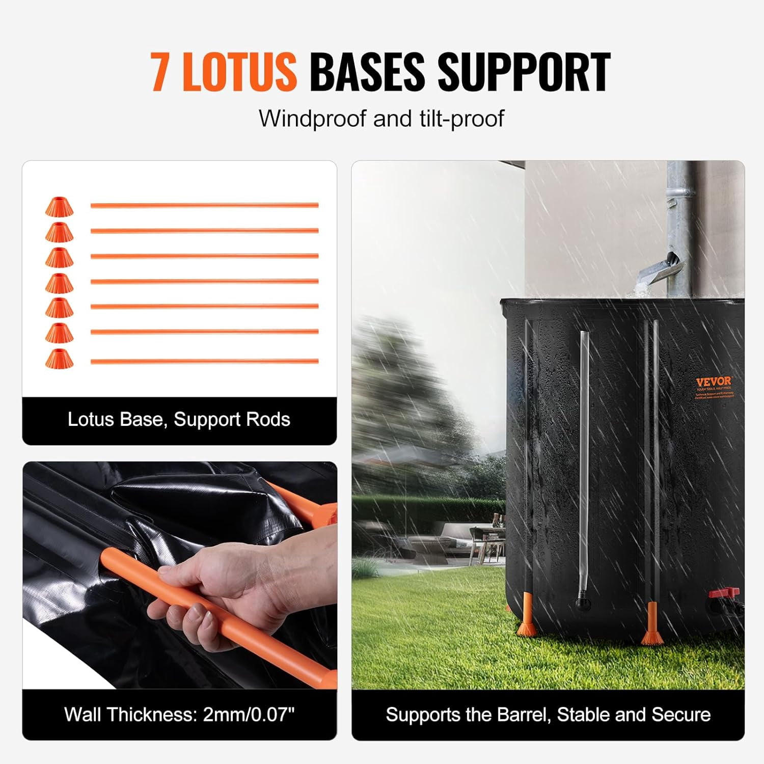 100 Gallon Collapsible Rain  with Spigots and Overflow Kit - Portable Water  for Garden Use