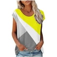 thumbnail image 1 of EQWLJWE Hauts d'Été pour Femmes Hauts pour Femmes Liquidation Mode Femmes Mode Manches Courtes Col Rond T-shirt Imprimé Blouse Hauts Amples, 1 of 6