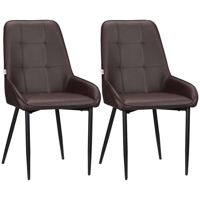 HOMCOM Dining Chairs Set of 2, Kitchen Chairs with PU Leather Upholstery