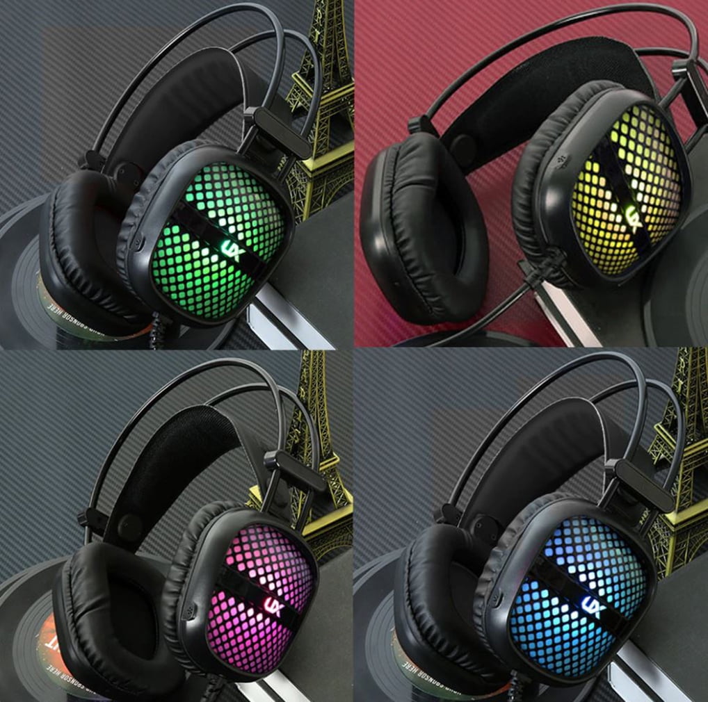 A2 Gaming Headsets 3.5mm Wired Headphones Noise Canceling ESport Earphone with Mic Colorful LED