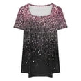 thumbnail image 4 of ALLLIST Dressy Tops for Women Square Neckline Pink Short Sleeve Floral Pleated Printed Blouses Oversized Womens Tees, 4 of 4