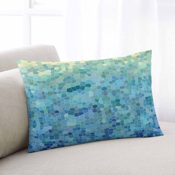 Turquoise Blue Teal Standard Pillow Covers, Chic Stained Glass Texture Aesthetic Soft Throw Pillow Cases with Invisible Zipper, Decorative Pillowcase Pillows Protectors for Sofa Bed Chair 20"x26"