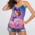 thumbnail image 2 of Moda mujer casual cuello redondo Slim Fit impresión digital malla ahueca hacia fuera las camisetas sin mangas blusa Fridja hjk907, 2 of 6