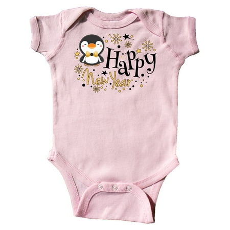 

Inktastic Happy New Year with Cute Penguin Gift Baby Boy or Baby Girl Bodysuit