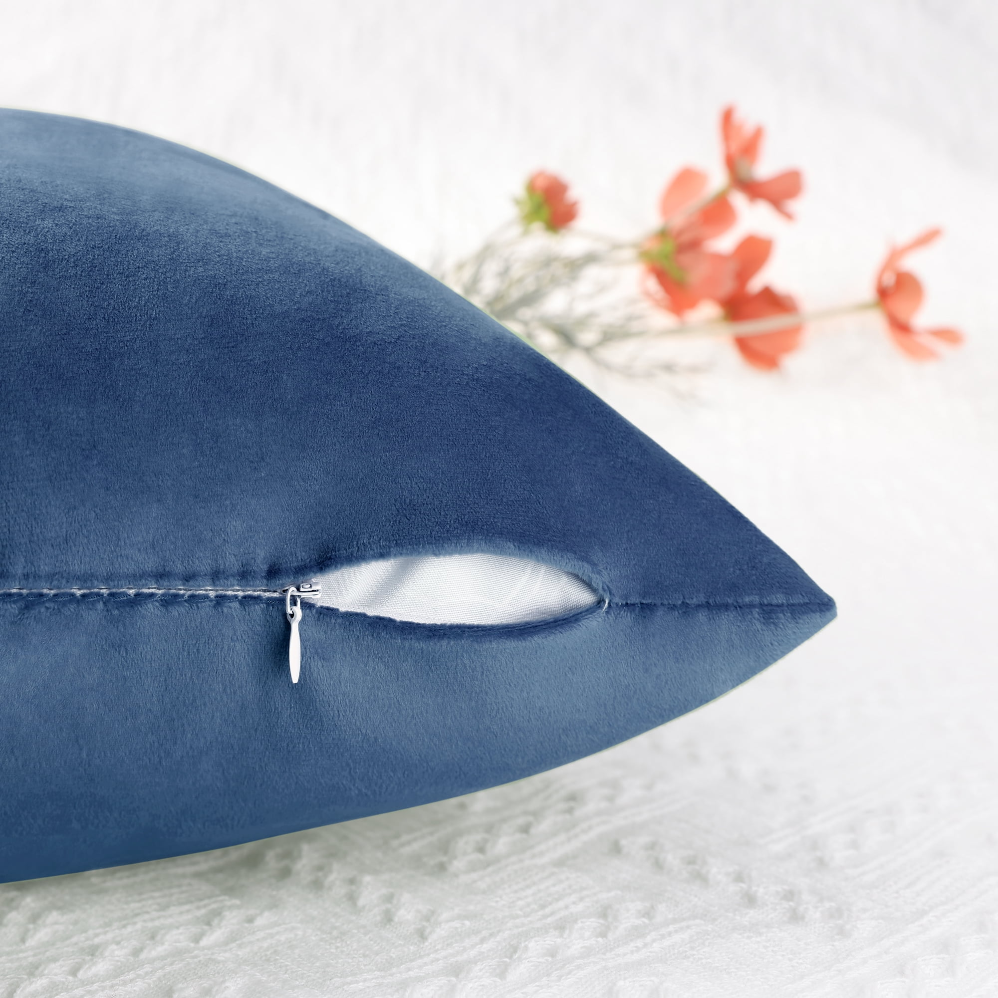 Unique Bargains Velvet Modern Zipper Cushion Decorative Throw Pillow Covers (2 Count) Royal Blue 16" x 16"