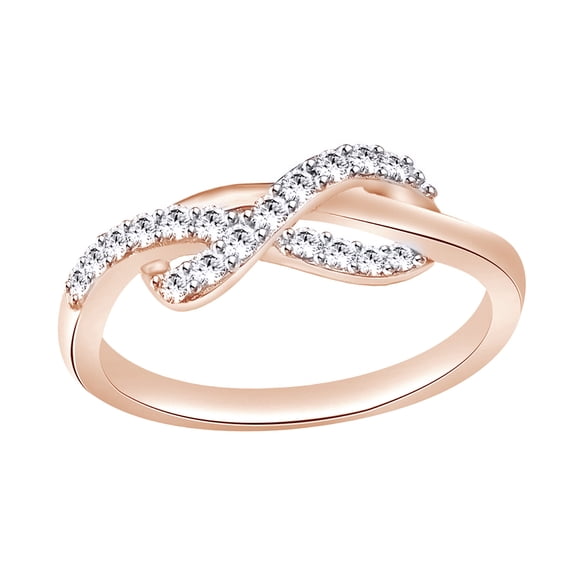 White Natural Diamond Infinity Ring In 10k Rose Gold (0.25 Cttw)