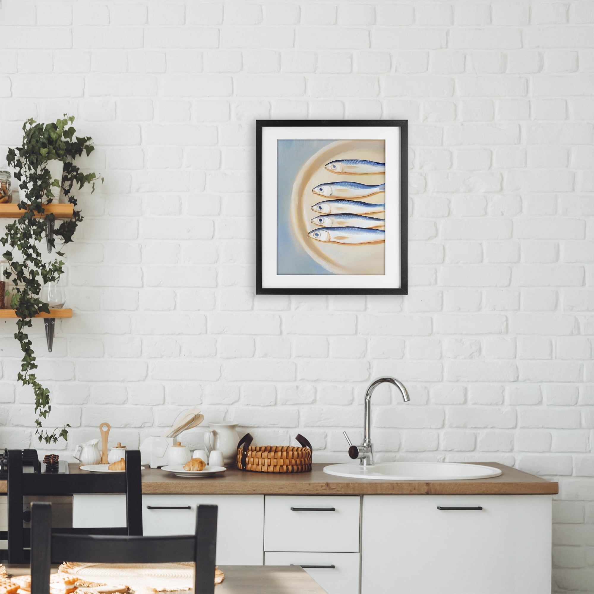 Stupell Industries Plate of Sardines Black Framed Print Under Glass, design by The Prints Vibe
