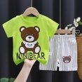 thumbnail image 2 of TOWED22 Infant Baby Boy Clothes 2 Pieces Crewneck Short Sleeve Round Neck Top T-Shirt Truck Graphic Pocket Cargo Shorts Outfits(Light Green,3-6 M), 2 of 4