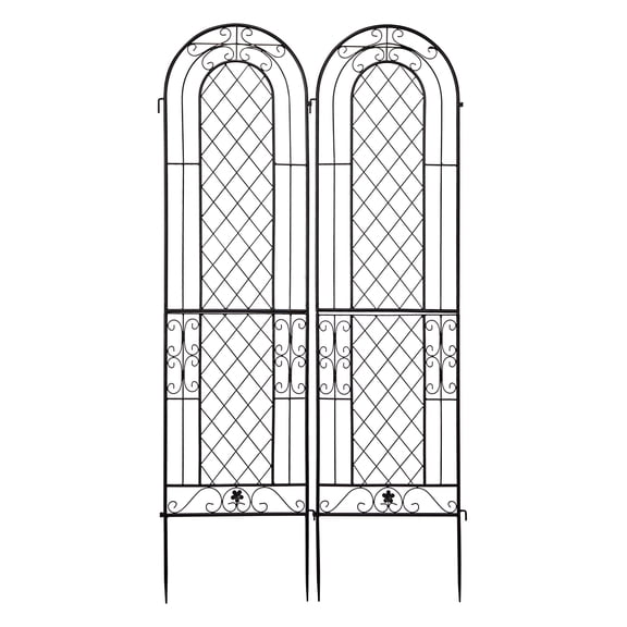 2 Pack 16" x 61" Rustproof Iron Garden Trellis Arched Outdoor Decoration w/Branches, Birds for Lawn, Garden, Backyard, Climbing Plants