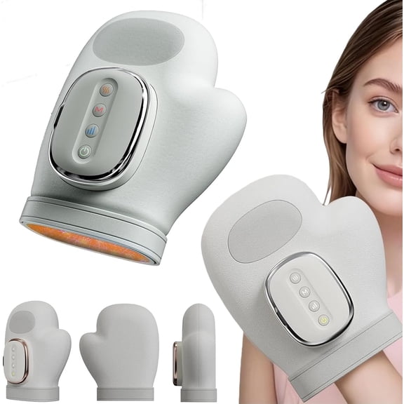 3 in 1 Hand Massager with Heat and Compression, 3 Modes 5 Gears Finger Massager, Carpal Tunnel Wrist Arthritis Relief, 3 Temps Scheduled Shutdown, Gift for Women Men -2pcs