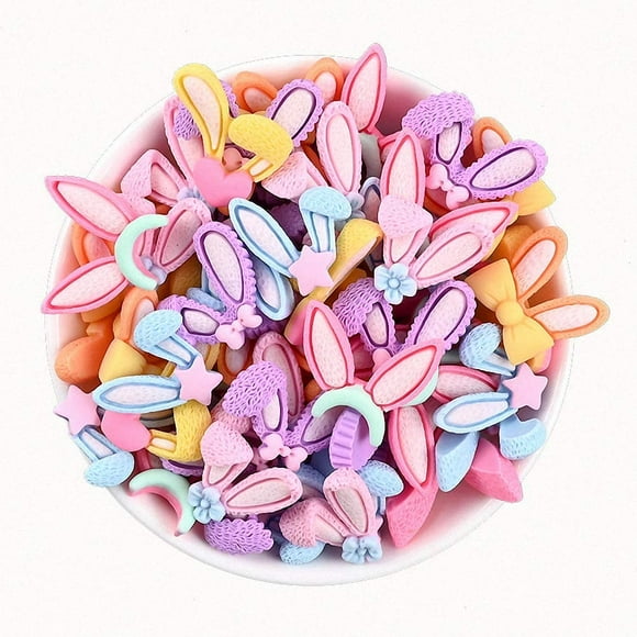 DAMAIE 50 Pcs Jolis Breloques Slime Ensemble Mixte Résine à Dos Plat Fournitures de Fabrication pour Bricolage et Fabrication d'Artisanat Ornement Perles de Scrapbooking Bonbons Assortis Fruit Gâteau Ornement