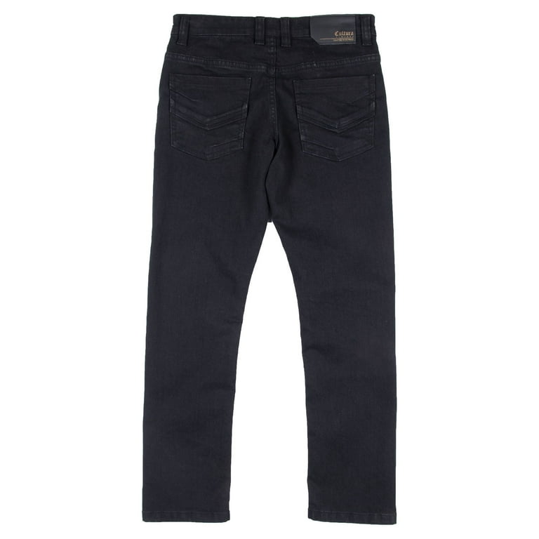 CULTURA Skinny Jeans for Boys Big Boys Teens Slim Wash Denim Pants, Jet  Black - Copper Accent, Size 8