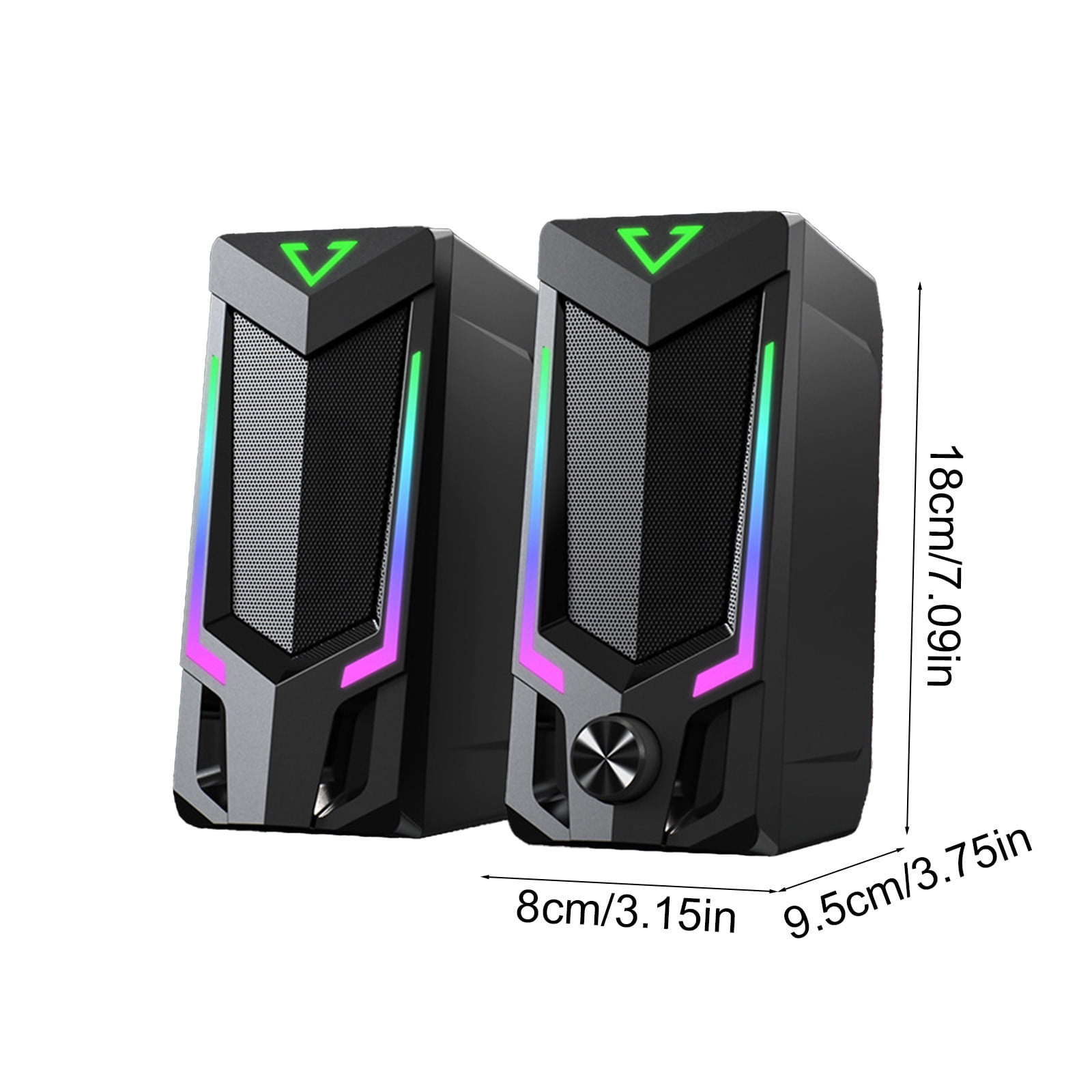 Wired RGB PC Speakers, 3.5mm Stereo Sound System, Plug-and-Play, 3W Clear Audio, Customizable Lighting, Desktop Gaming/Entertainment, No Delay, USB-Powered