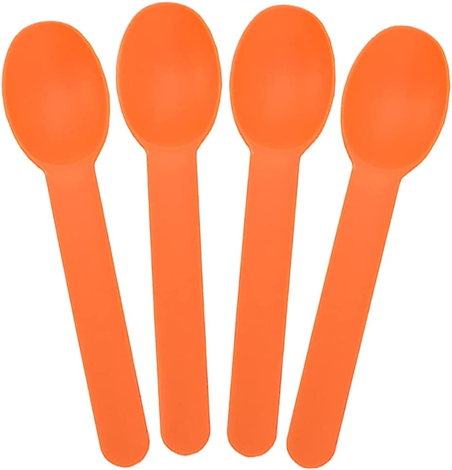 [1,000 Count] Orange Heavy Duty Plastic Spoons Bulk, Disposable