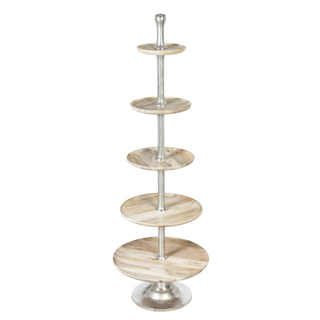 Evergreen Metal and Wood 5 Tier Display, 23.6'' x 69.6'' x 23.6'' inches.