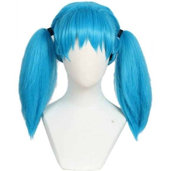Wig Linfairy con coletas azules para mujer, cosplay de Halloween