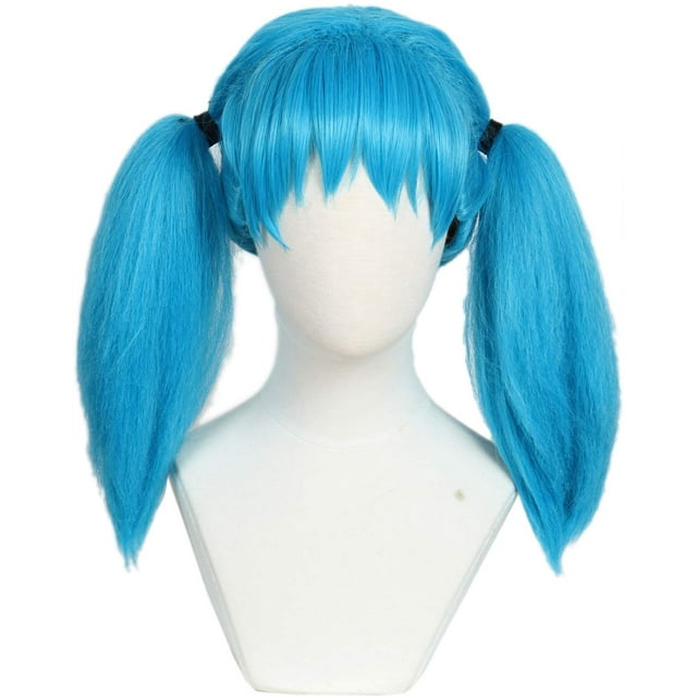 Wig Linfairy con coletas azules para mujer, cosplay de Halloween