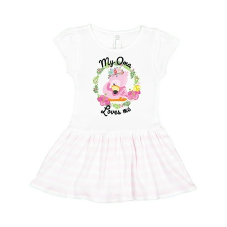 

Inktastic Baby Flamingo My Oma Loves Me with Flower Wreath Gift Toddler Girl Dress