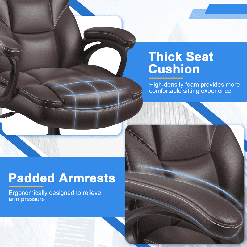 Lacoo Executive Office Chair , Ergonomic High Back Chair Cushion Lumbar Back Support for Adults(Brown)