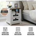 OKD 2Drawer Farmhouse Nightstand with Charging Station for Living Room