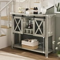 thumbnail image 3 of IDEALHOUSE Coffee Bar Cabinet, Console Entryway Table with Storage, Farmhouse Sideboard Buffet Cabinet with Sliding Barn Doors, Wine Liquor Cabinet with Racks for Kitchen, Hallway, Living Room, Gray, 3 of 18