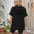 thumbnail image 2 of SWSMCLT Women's Short Sleeve Shirt Elasthane Hoodies Cozy Hooded Date Crew Neck Billowy Holiday Light Pull Over Kangaroo Pocket Black X-Large, 2 of 5