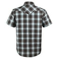 thumbnail image 3 of Coevals Club Mens Pearl Snap Plaid Western Cowboy Button Up Short Sleeve Shirts Marine Blue Dark Gray 39 Large, 3 of 7