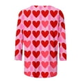 thumbnail image 4 of Tejiojio Red Heart Sweater for Women Loose Medium Long Sleeve 3/4 Sleeve Valentine's Day Printed Crew-neck Top, 4 of 5