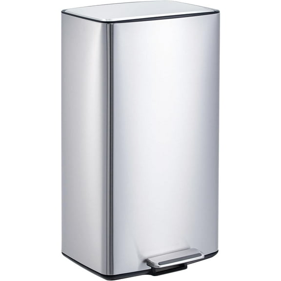 10.6 Gal Kitchen Trash Can with Lid,Double Compartmen Stainless Steel Garbage Can with Removable Inner Bucket and Foldable Foot Pedal for Home Office