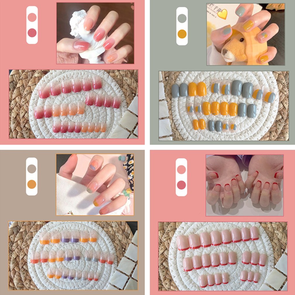 Waterproof False Nails French Style Tips Art Ladies Fake Nails 24pcs